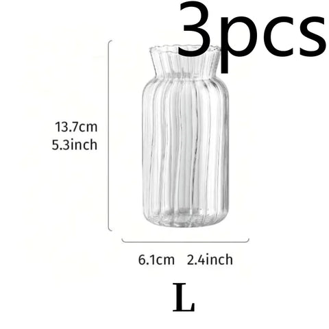 1/2/3pcs Nordic Creative Transparent Vases Glass Bottle Flower Pot Hydroponic Terrarium Arrangement Container Table Vase Decor