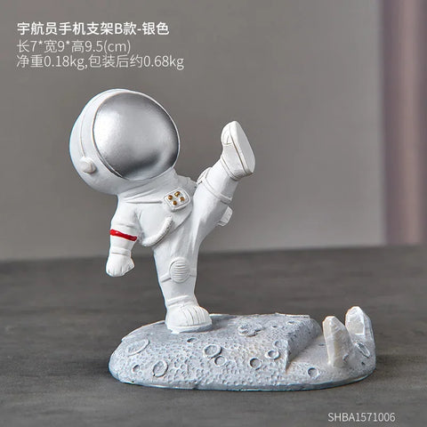 Nordic Astronaut Phone Stand - Spaceman Desk Holder for Office Decor, Cute Mobile Bracket, Unique Gift for Men/Kids