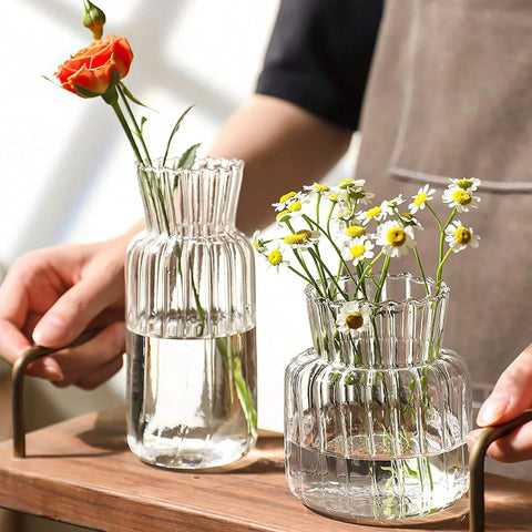 1/2/3pcs Nordic Creative Transparent Vases Glass Bottle Flower Pot Hydroponic Terrarium Arrangement Container Table Vase Decor