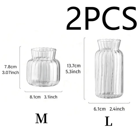 1/2/3pcs Nordic Creative Transparent Vases Glass Bottle Flower Pot Hydroponic Terrarium Arrangement Container Table Vase Decor
