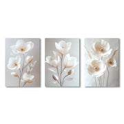 1PC/3PCS Frameless Nordic Beige Peony Flowers Canvas Painting Modern Floral Botanical Posters Aesthetic Wall Art Home Decoration