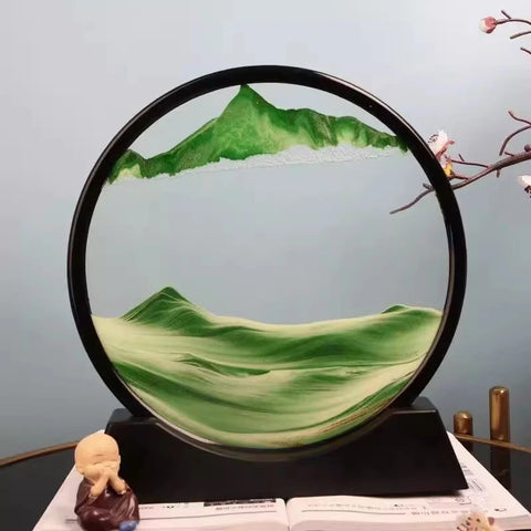 3D Hourglass Quicksand Moving Sand Art Picture Round Glass Deep Sea Sandscape Craft Flowing Painting Office Home Decor Gift New