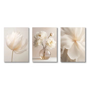 1PC/3PCS Frameless Nordic Beige Peony Flowers Canvas Painting Modern Floral Botanical Posters Aesthetic Wall Art Home Decoration