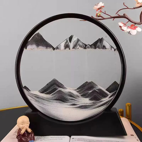 3D Hourglass Quicksand Moving Sand Art Picture Round Glass Deep Sea Sandscape Craft Flowing Painting Office Home Decor Gift New