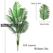 90-120cm Large Artificial Palm Tree Tropical Fake Plants Green Plastic Palm Leafs Big Monstera Tree Branch For Home Garden Decor