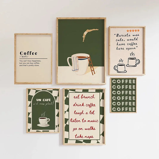 Funny Coffee Club Diver Abstract Canvas Prints Poster Modern Minimalism Art Prints Kitchen Wall Art Home Decor Art Poster Gifts