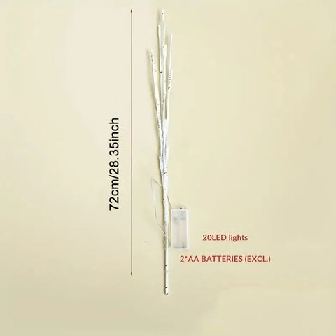 1 PC White Birch Branch Lights Battery Operated 20 LED Fairy Lights Willow Branches for Home Bedroom Inside Outdoor Decoration